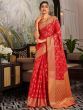Excellent Red Weaving Silk Engagement Wear Saree With Blouse