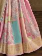 Enchanting Baby Pink Digital Printed Silk Saree With Blouse
