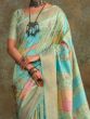 Charming Pista Green Digital Printed Silk Saree With Blouse
