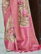 Fabulous Cream Floral Printed Silk Festive Wear Saree With Blouse