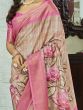 Fabulous Cream Floral Printed Silk Festive Wear Saree With Blouse