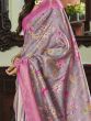 Attractive Dusty Purple Floral Printed Silk Sangeet Wear Saree
