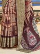 Stunning Brown Digital Printed Silk Festive Wear Saree With Blouse