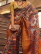 Adorable Orange Handloom Weaving Organza Festive Wear Saree