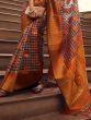 Adorable Orange Handloom Weaving Organza Festive Wear Saree