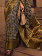 Superb Golden Handloom Weaving Organza Saree With Blouse