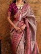 Lovely Dusty Pink Woven Silk Festive Wear Saree With Blouse