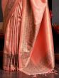 Gorgeous Peach Woven Silk Wedding Wear Saree With Blouse