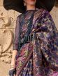 Gorgeous Navy Blue Floral Woven Organza Events Wear Saree With Blouse