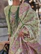Fetching Green & Pink Floral Woven Organza Saree With Blouse