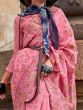 Charming Pink Floral Woven Organza Wedding Saree With Blouse
