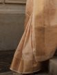 Beautiful Cream Zari Weaving Silk Events Wear Saree With Blouse