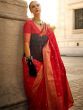 Ravishing Red Zari Weaving Silk Function Wear Saree With Blouse