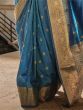 Captivating Blue Zari Weaving Silk Festive Wear Saree With Blouse