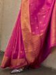 Stunning Pink Zari Weaving Silk Wedding Wear Saree With Blouse