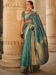 Lovable Teal Green Zari Weaving Silk Traditional Saree With Blouse