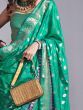 Beautiful Teal Green Zari Weaving Silk Traditional Saree With Blouse