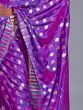 Stunning Purple Zari Weaving Silk Party Wear Saree With Blouse