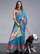 Ravishing Blue Zari Weaving Silk Sangeet Wear Saree With Blouse