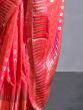 Lovely Coral Red Zari Weaving Silk Function Wear Saree With Blouse