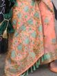 Exquisite Peach Floral Printed Silk Events Wear Saree With Blouse