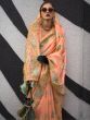 Exquisite Peach Floral Printed Silk Events Wear Saree With Blouse