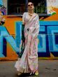 Adorable Grey Floral Printed Silk Function Wear Saree With Blouse