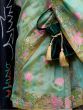 Appealing Sea-Green Floral Printed Silk Wedding Wear Saree