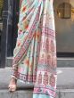 Pretty Light Grey Digital Printed Satin Casual Wear Saree With Blouse