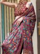 Fetching Maroon Digital Printed Satin Events Wear Saree With Blouse