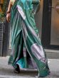 Exquisite Green Digital Printed Satin Festive Wear Saree With Blouse