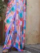 Spectacular Multi-Color Digital Printed Satin Casual Wear Saree