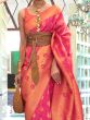 Fetching Pink & Orange Handloom Weaving Silk Saree With Blouse
