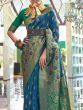 Attractive Blue & Green Handloom Weaving Silk Saree With Blouse
