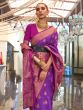 Adorable Rani Pink & Purple Handloom Weaving Silk Saree With Blouse