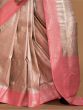 Captivating Cream & Peach Zari Weaving Silk Saree With Blouse