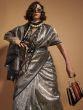 Fantastical Golden & Black Zari Weaving Silk Saree With Blouse