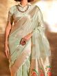 Attractive Green Handwoven Tissue Fabric Saree With Blouse