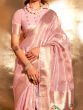 Stunning Pink Handwoven Tissue Fabric Festive Wear Saree