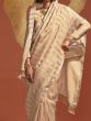 Lovely Beige Handloom Weaving Viscose Wedding Wear Saree