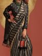 Charming Black Handloom Weaving Viscose Saree With Blouse