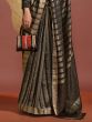 Charming Black Handloom Weaving Viscose Saree With Blouse