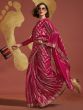 Attractive Rani Pink Handloom Weaving Viscose Function Wear Saree