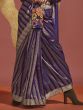 Sensational Purple Handloom Weaving Viscose Festive Wear Saree