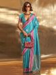 Attractive Sky-Blue Handloom Weaving Satin Saree With Blouse