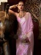 Beautiful Baby Pink Handloom Weaving Satin Function Wear Saree