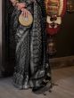 Tantalizing Black Handloom Weaving Satin Party Wear Saree With Blouse
