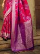Glorious Dark Pink Thread Weaving Satin Saree With Blouse