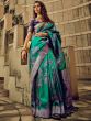 Exquisite Green Thread Weaving Satin Traditional Saree With Blouse