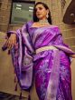 Ravishing Purple Zari Weaving Satin Festive wear Saree With Blouse
